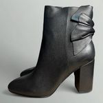 Avec Les Filles  Remi Bow Accent Heeled Leather Ankle Booties in Black Lamba Photo 0