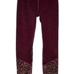 Apana Women’s Size XS Burgundy Red Gold Metallic Splatter Athletic Leggings Photo 0