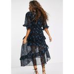 Topshop  Black Blue Stars Celestial Ruffle Midi Dress Women's Size 4 NWT Photo 1