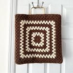 Handcrafted Made Spain Boho Vintage Retro Crocheted Granny Square Shopper Tote Photo 6