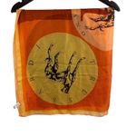TRUSSARDI Womens Multicolor Lightweight Dog Theme Silk Printed Scarf Italy Made Orange Photo 5
