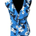 Yumi Kim Blue White Floral 100% Silk Wrap Blouse Size Medium Photo 0