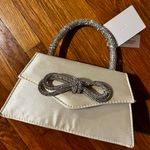 Champagne Satin Bow Clutch Silver Photo 1