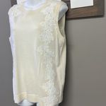 Banana Republic  Women’s Cream Merino Wool Sleeveless Appliqué Sweater Shell- Lge Photo 7