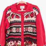 VTG Heirloom Collectibles Womens Cardigan Size 14/16 Red Knit Holiday Novelty Photo 1