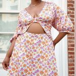 Rebdolls  Melanie Floral Print Knotted Front Cut Out Mini ALine Dress Sz … Photo 1