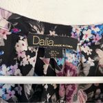 DALIA Black Lilac Lavender Purple Gray Floral Split Neck Long Sleeve Blouse Work Size L Photo 1