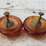 Vintage Screw On Earrings Very Unusual Statement Amber Tone Circle Photo 3