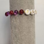 Handmade "FAMILY" berry colored bracelet 8.5" Red Photo 3