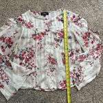 Lulus Tender Love white & pink floral sheer long sleeve button-front top size M Photo 9
