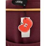 Cider Solid Square Neck Long Sleeve Ribbed Midi Dress in Wine Size XL Photo 7