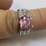 Silver Color Ring with Pink Center Setting Photo 1