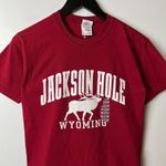 Gildan Jackson Hole Wyoming T Shirt Vintage Y2K Adult Red Small S Deer Graphic Tee Logo Photo 8