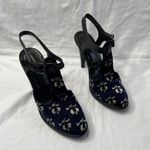 Opening Ceremony Jeanette Black & Blue Velvet Floral High Heel Sandals 41 EU Photo 1