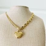 Gold Heart Pendant Mixed Chain Necklace Choker Photo 2