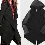 Free People  Asymmetrical Wool Blend Knit Black Hoodie Jacket Size Large Photo 1