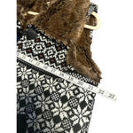 G.H. Bass & Co. Faux Fur Sweater Vest Size XL Furry Warm Black White Fair Isle Photo 5