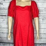 Draper James RSVP Size XXL Pink Square Neckline Puff Sleeve Linen Blend Dress Photo 0