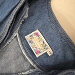 Vintage Denim Cotton Zip Up Sports Football Embroidered Jean Shirt Size Large Blue Photo 6