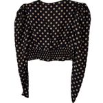 MINKPINK Puff Sleeve Crop Polk a Dot Long Sleeve Top In Black And Tan Size S Photo 2