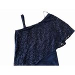 R & M Richards 14P Navy Lace Sequin Jumpsuit One Shoulder Formal Petite Evening Photo 4