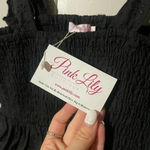 Pink Lily  Black Eyelet Tie Tank Top Photo 4