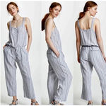 Rails  Brooklyn Porto Blue Grey Stripe Linen Blend Jumpsuit Med Photo 1