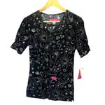 Betsey Johnson New  Scrubs Top Medical Dental Fate and Fortune Canola Size XS NWT Photo 0