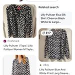 Lilly Pulitzer Elsa chevron black silk blouse pop over Small Photo 3