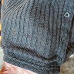 Gap  pointelle gray knit cotton blend swoop neck button down top thermal L Photo 3