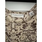 Valerie Stevens  Pure Silk Shell Tank Top Brown Beige Pink Damask Print Size 14 Photo 1