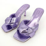 D'Amelio Leenoa Lavender Metallic Knotted High Heel Slide Sandals Size 8 Purple Photo 0