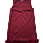 Gilli Burgundy Feather Trim Shift Dress Size Medium Red Photo 3