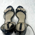 Fioni Black Open Toe High Heels with Faux Flowers Size 7 Photo 1
