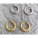 Boutique Large Tubular 18k White Gold Filled Hoop Earrings, 30mm Photo 8