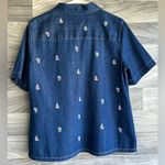 Blue Button Down Shirt with Classic Short Sleeves 100% cotton Size M Photo 2