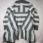 BCBGeneration  Striped Long Cardigan Duster Sweater M Gray Black Open Front Knit Photo 2