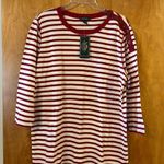 Pacific&Co LAUREN JEANS  Lauren Ralph Lauren Top White Red Stripe Long Sleeve Shirt 2X Photo 0