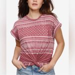 Lucky Brand Twist Hem Stripe Geometric T Shirt Top Earth Faded Red Tee Medium Photo 1