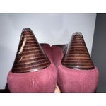Coach Rianna Women's Wedge Heels Size 7.5 Signature Suede Red Burgundy Bow J Photo 8