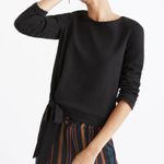 Madewell  Side Tie Crop Top Black Size XS Long Sleeve Crew Neutral Preppy Casual Photo 1