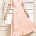 Lulus Tied With Love Light Pink Tiered Tie-Back Midi Dress Photo 0