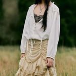 Free People  Calliope Ruffle Midi Skirt Sage Medium NWT Ethereal Western Bohemian Photo 9