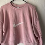 Nike Sweatshirt Womens Medium Pink Just Do It Swoosh Cropped Pullover Dri-FIT Photo 1