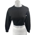 Kendall + Kylie Black Long Balloon Sleeve Crew Neck Cropped Sweater Top Size XS Photo 0