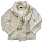 Theory Ivory White Carolyn Cardigan Sweater with Attached Muffler Scarf Photo 1
