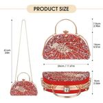 Peacock Rhinestone Evening Purse Handbag Red Shoulder Chain Holiday Party NEW Photo 1