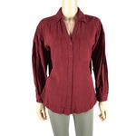 Skies Are Blue Burgundy Oversized Button Down Shirt SMALL Photo 3