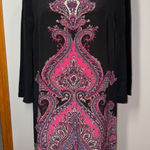 Tibi New York Dress Size 6 Black Pink Purple Paisley Print Long Sleeve silk Photo 0