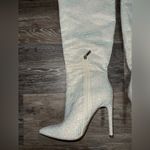 Jennifer Lopez J Lo Knee High White & Silver Rhinestone Boots Photo 4